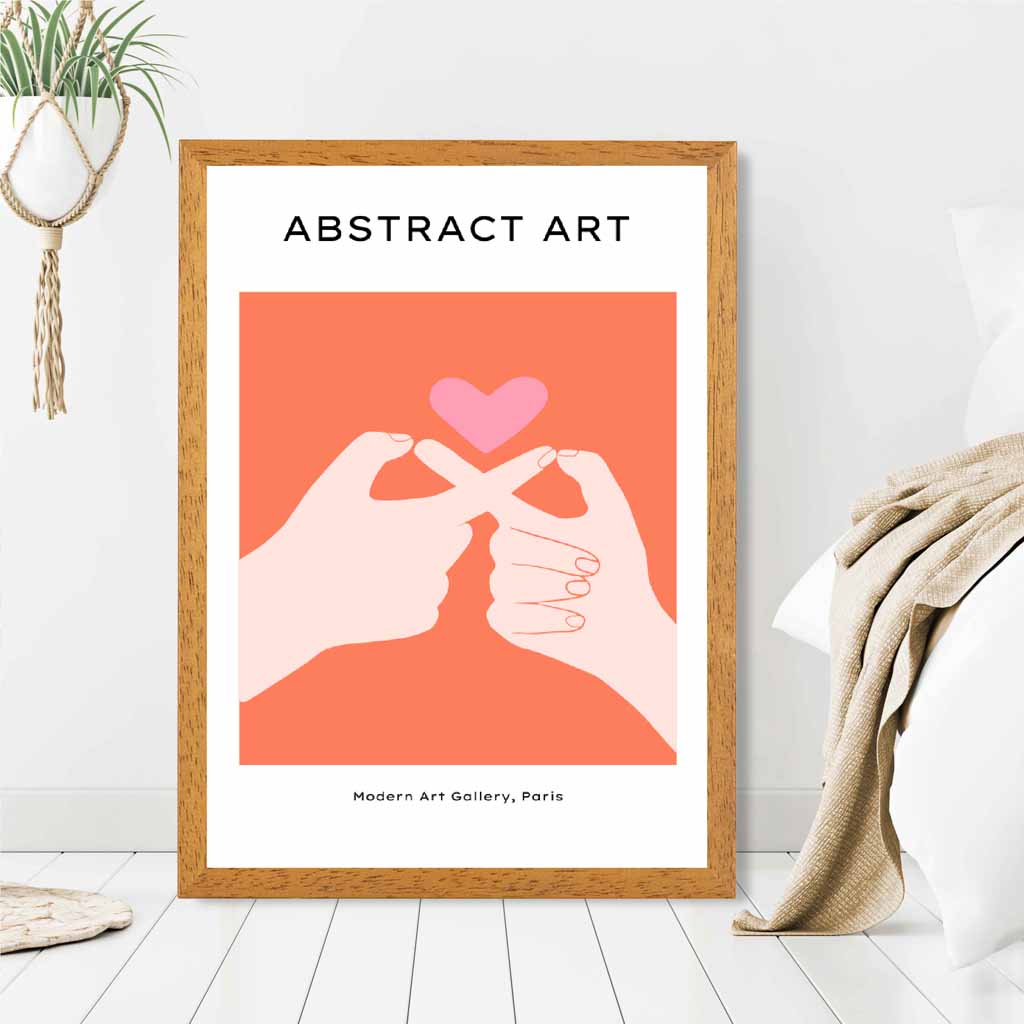 Abstract Modern Pink Holding Hands Art Print | Wall Art Plaza