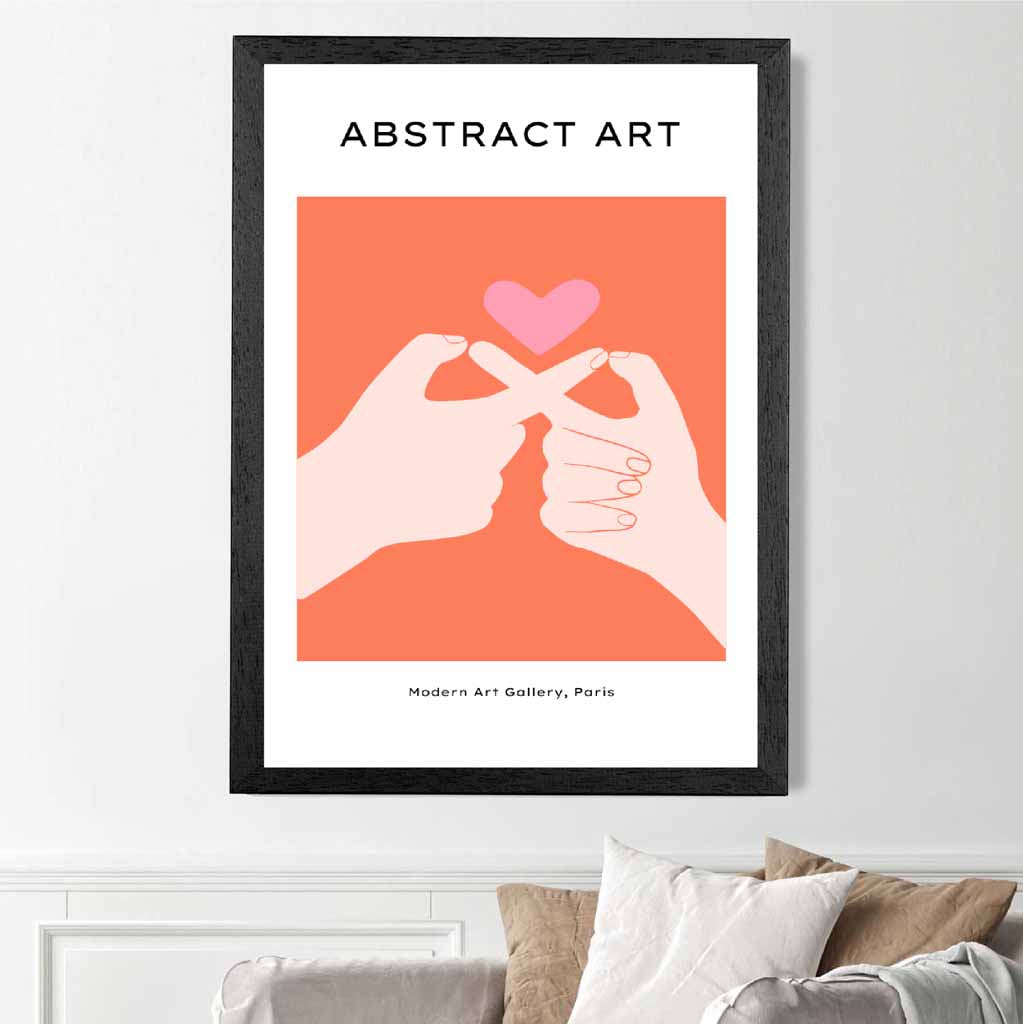 Abstract Modern Pink Holding Hands Art Print | Wall Art Plaza