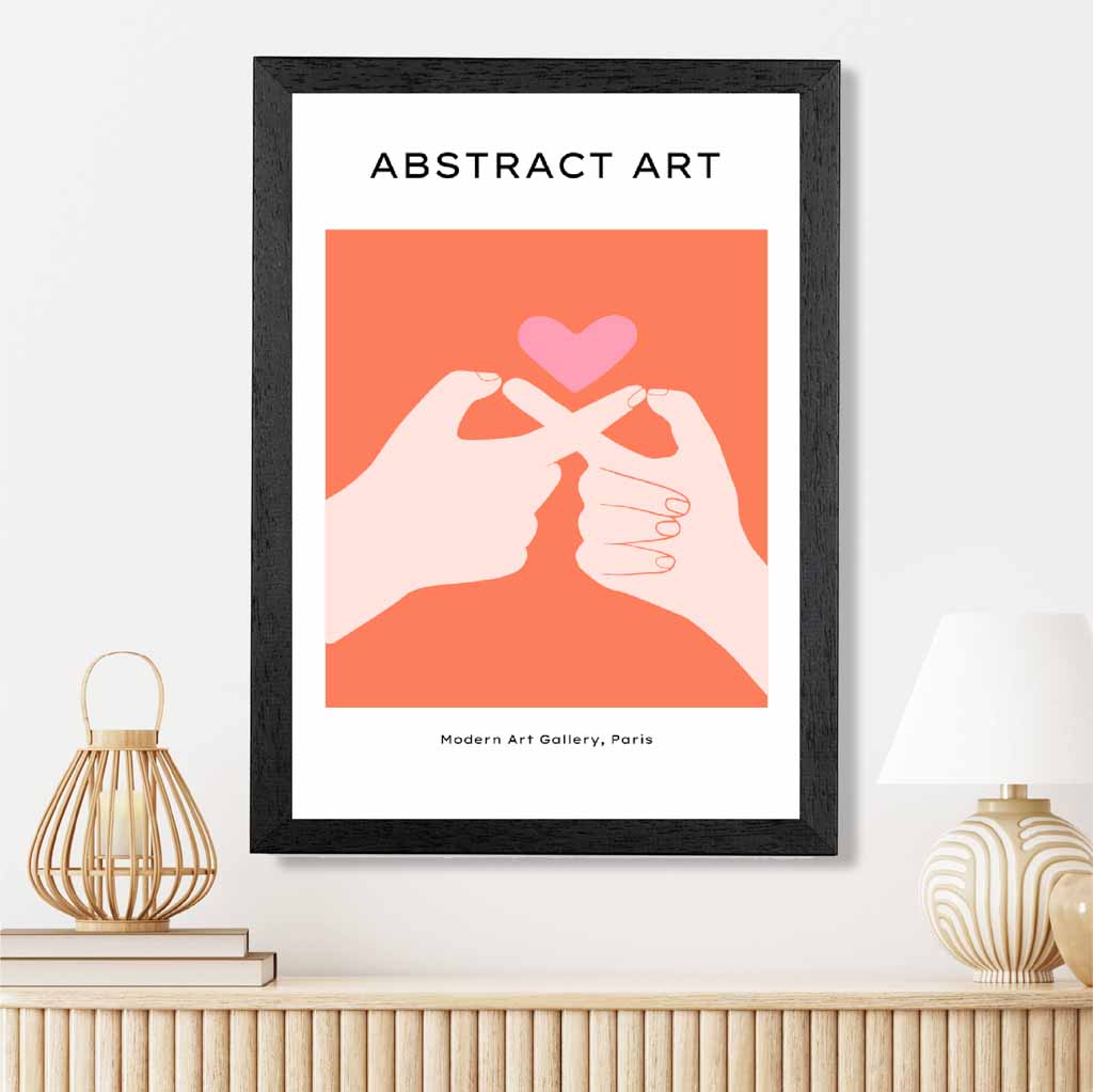 Abstract Modern Pink Holding Hands Art Print | Wall Art Plaza