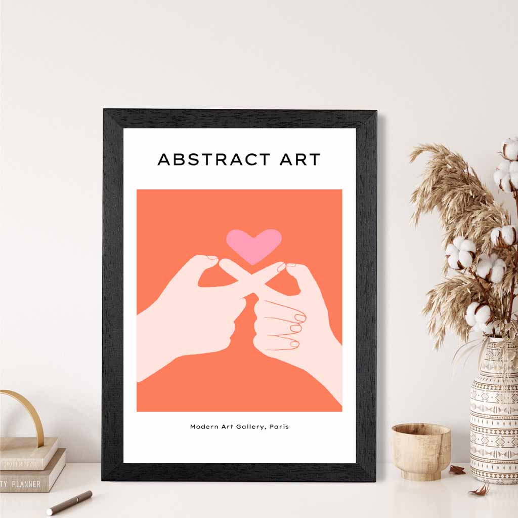 Abstract Modern Pink Holding Hands Art Print | Wall Art Plaza