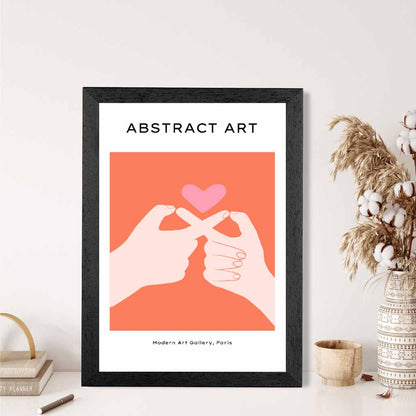 Abstract Modern Pink Holding Hands Art Print | Wall Art Plaza