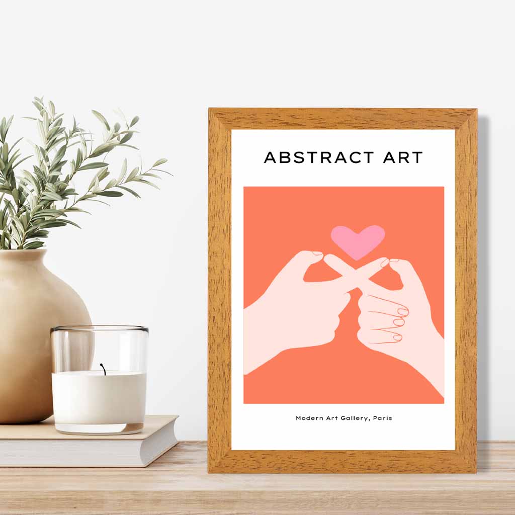 Abstract Modern Pink Holding Hands Art Print | Wall Art Plaza