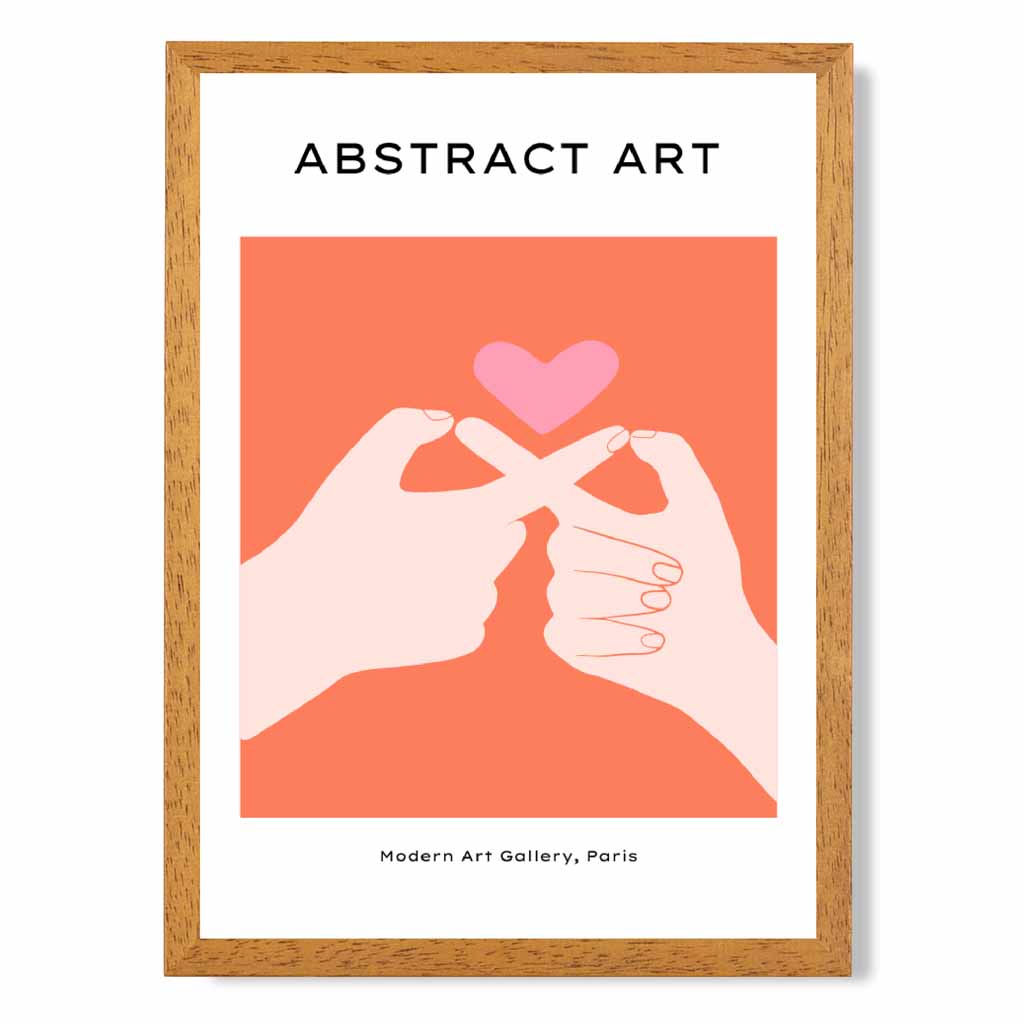 Abstract Modern Pink Holding Hands Art Print | Wall Art Plaza