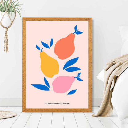 Boho Market Colourful Pears Kitchen Art Print | Wall Art Plaza