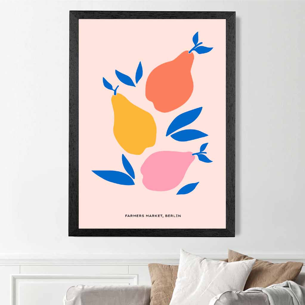 Boho Market Colourful Pears Kitchen Art Print | Wall Art Plaza