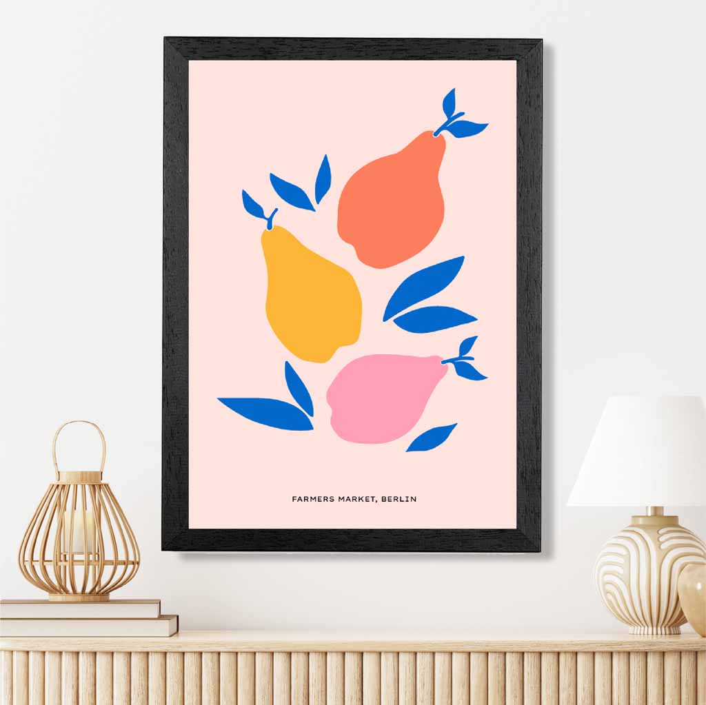 Boho Market Colourful Pears Kitchen Art Print | Wall Art Plaza