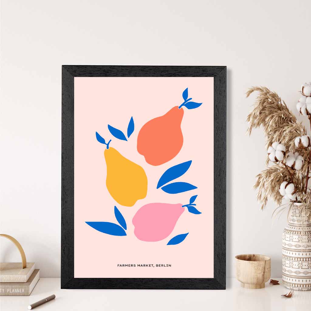 Boho Market Colourful Pears Kitchen Art Print | Wall Art Plaza