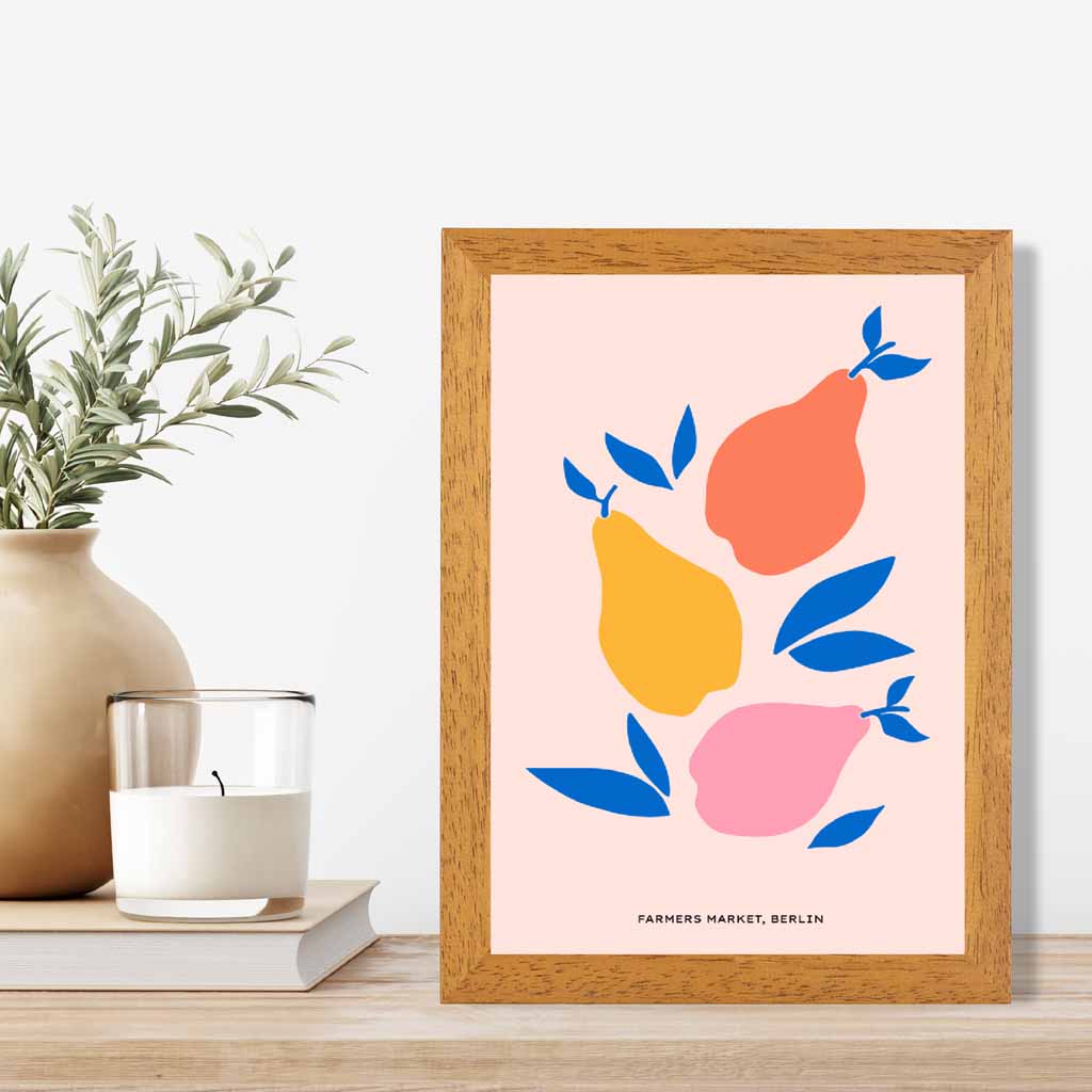 Boho Market Colourful Pears Kitchen Art Print | Wall Art Plaza