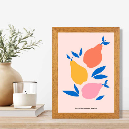 Boho Market Colourful Pears Kitchen Art Print | Wall Art Plaza
