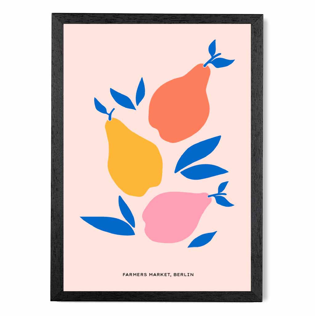 Boho Market Colourful Pears Kitchen Art Print | Wall Art Plaza