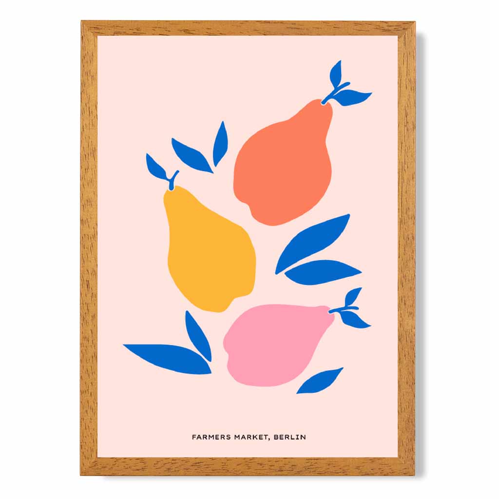 Boho Market Colourful Pears Kitchen Art Print | Wall Art Plaza