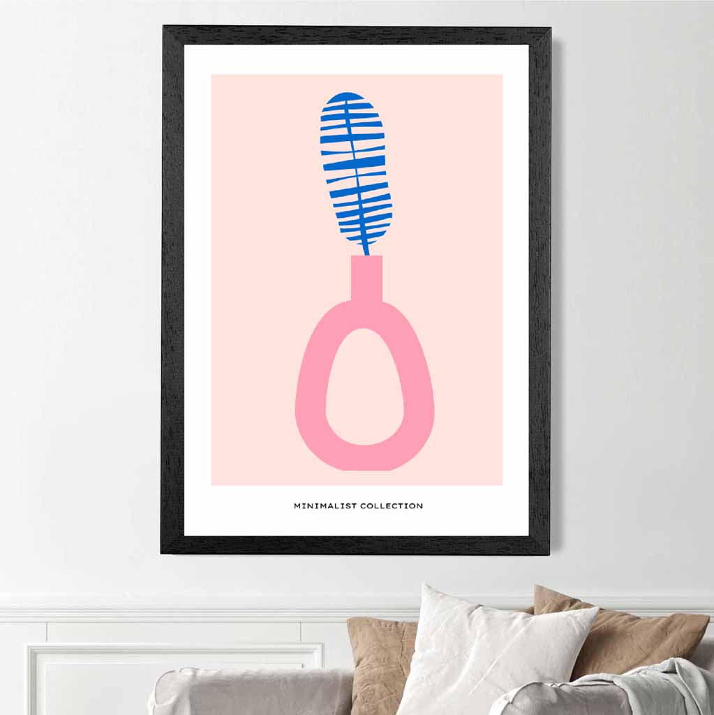 Simple Modern Pink, Blue Floral Art Print | Wall Art Plaza