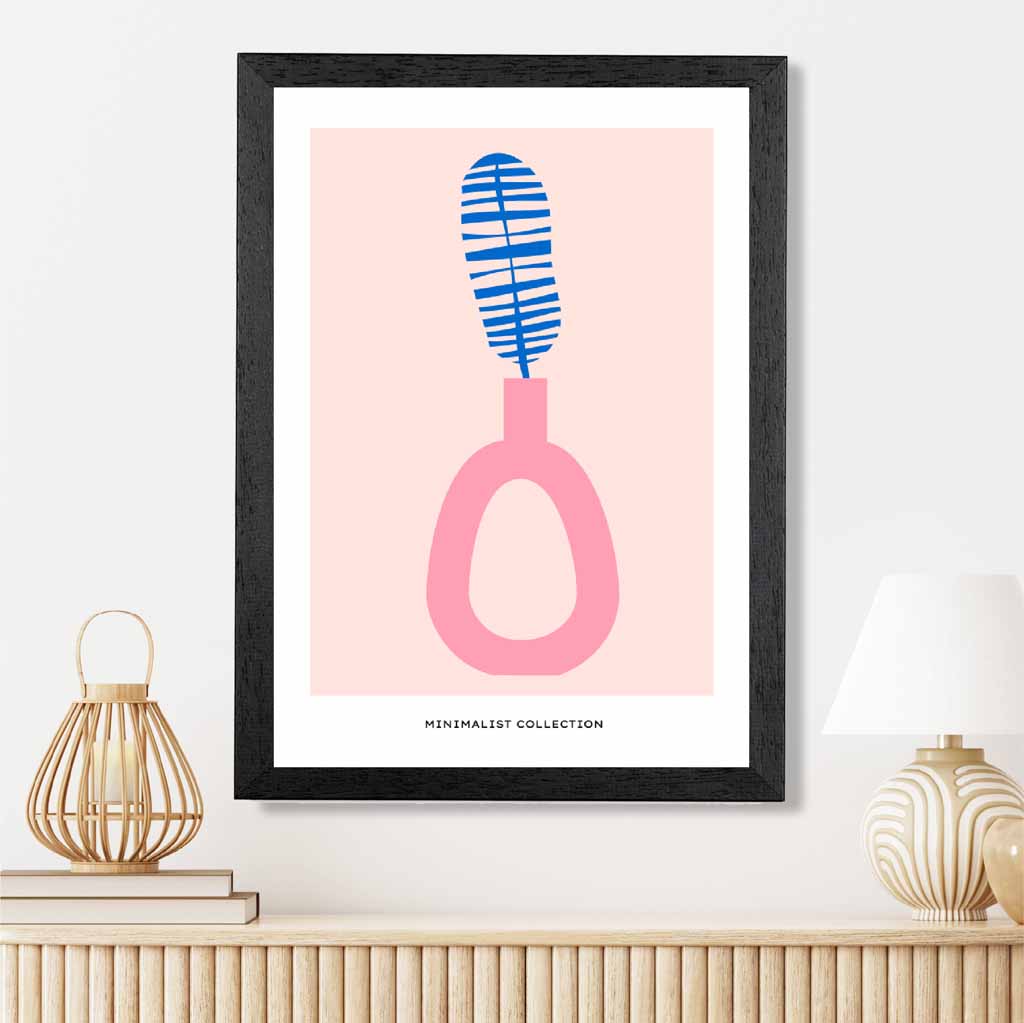 Simple Modern Pink, Blue Floral Art Print | Wall Art Plaza