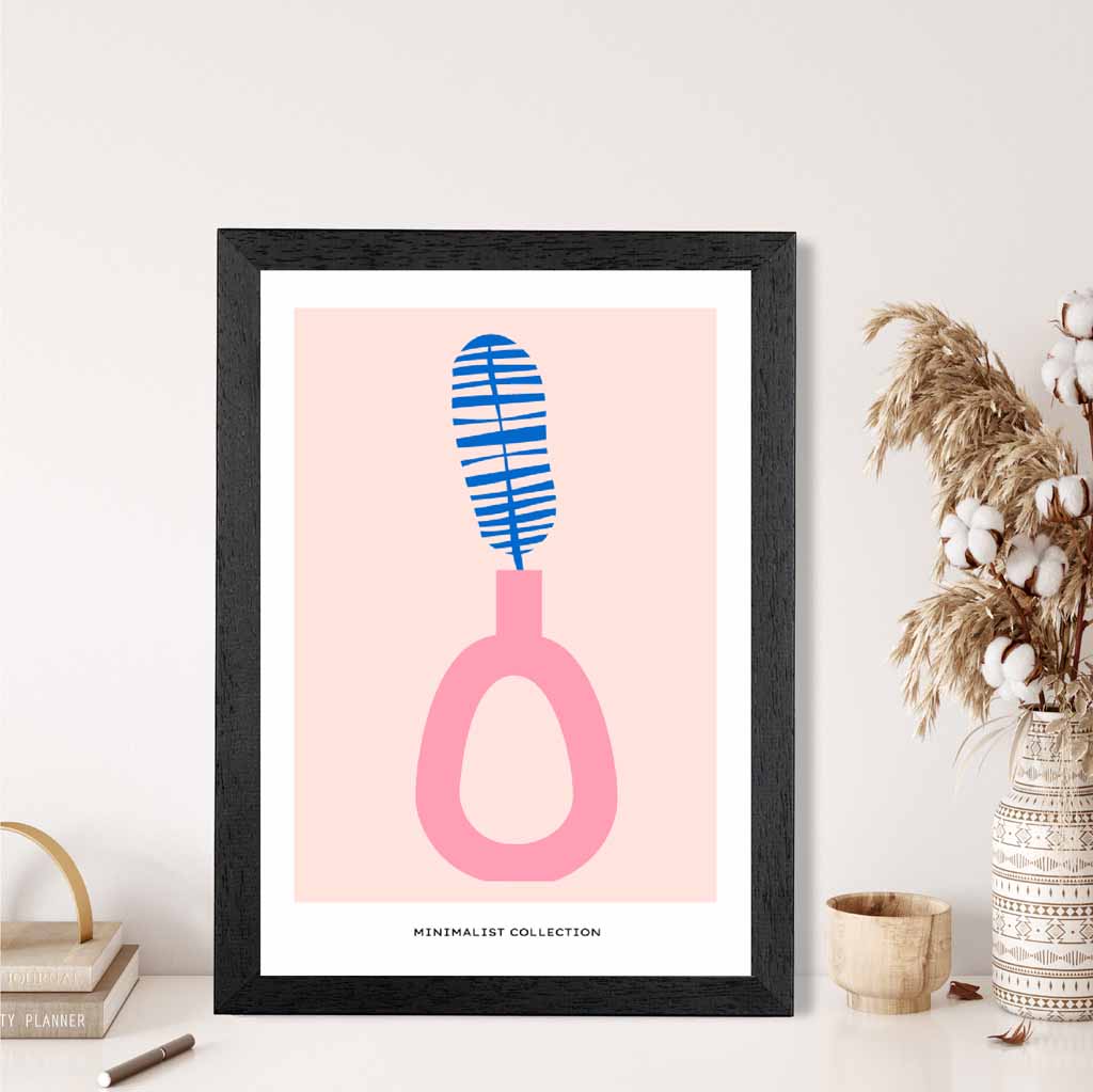 Simple Modern Pink, Blue Floral Art Print | Wall Art Plaza