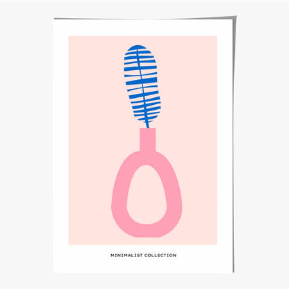 Simple Modern Pink, Blue Floral Art Print | Wall Art Plaza