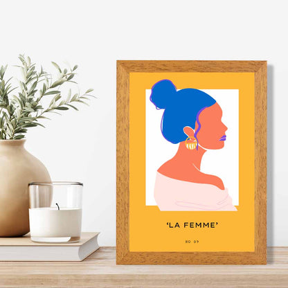 Quirky Fashion Yellow, Blue La Femme 2 Art Print | Wall Art Plaza