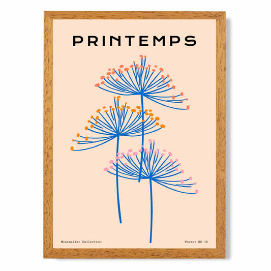 Simple Modern Blue, Orange Dandelions Art Print | Wall Art Plaza