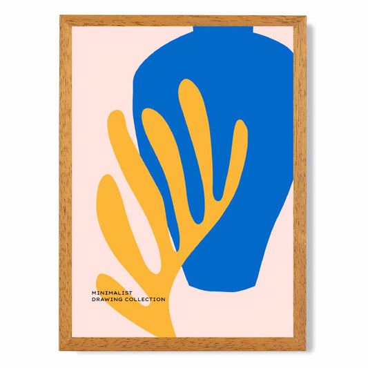 Simple Modern Blue, Yellow Matisse Floral Art Print | Wall Art Plaza