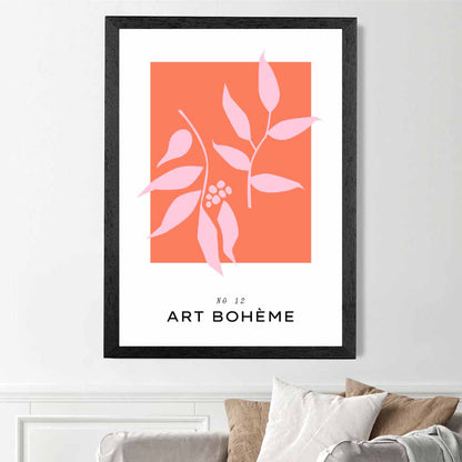 Simple Modern Pink Boheme Floral Art Print | Wall Art Plaza