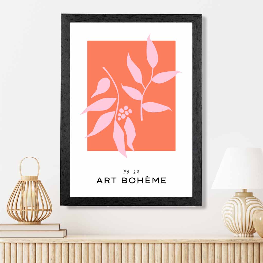 Simple Modern Pink Boheme Floral Art Print | Wall Art Plaza