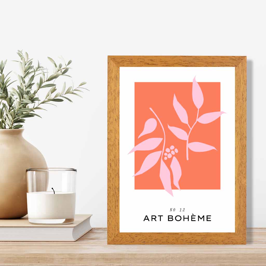 Simple Modern Pink Boheme Floral Art Print | Wall Art Plaza