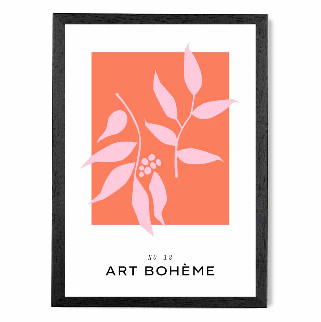 Simple Modern Pink Boheme Floral Art Print | Wall Art Plaza