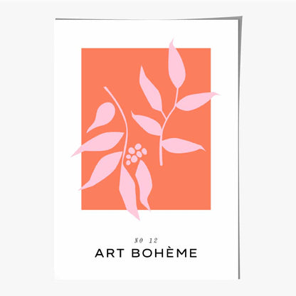 Simple Modern Pink Boheme Floral Art Print | Wall Art Plaza