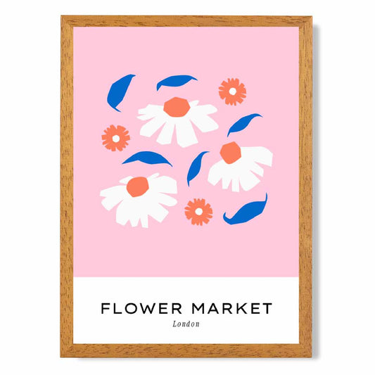 Boho Floral Pink Flower Market Daisy Art Print | Wall Art Plaza