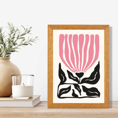 Abstract Modern Pink, Black Flowers No 2 Art Print | Wall Art Plaza