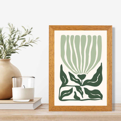 Abstract Modern Green, Beige Flowers No 2 Art Print | Wall Art Plaza