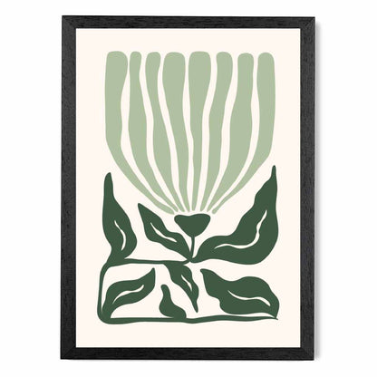 Abstract Modern Green, Beige Flowers No 2 Art Print | Wall Art Plaza