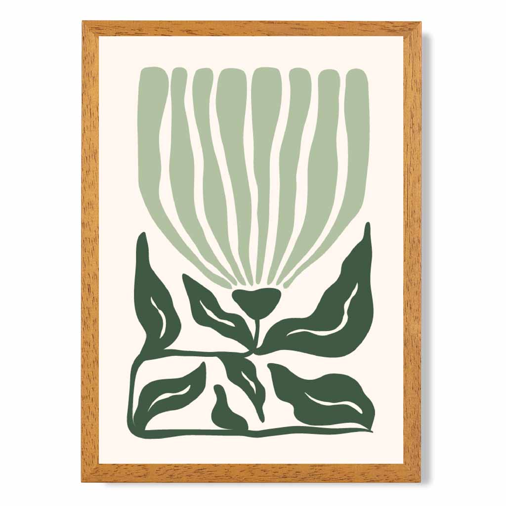 Abstract Modern Green, Beige Flowers No 2 Art Print | Wall Art Plaza