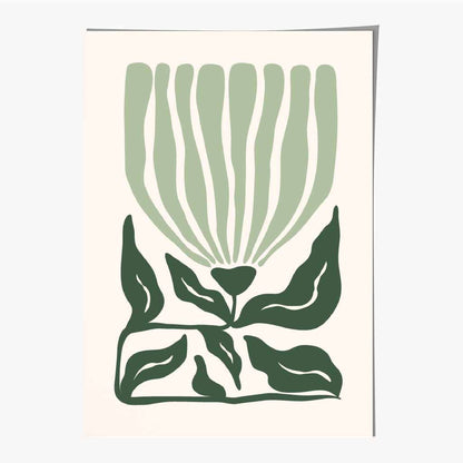 Abstract Modern Green, Beige Flowers No 2 Art Print | Wall Art Plaza