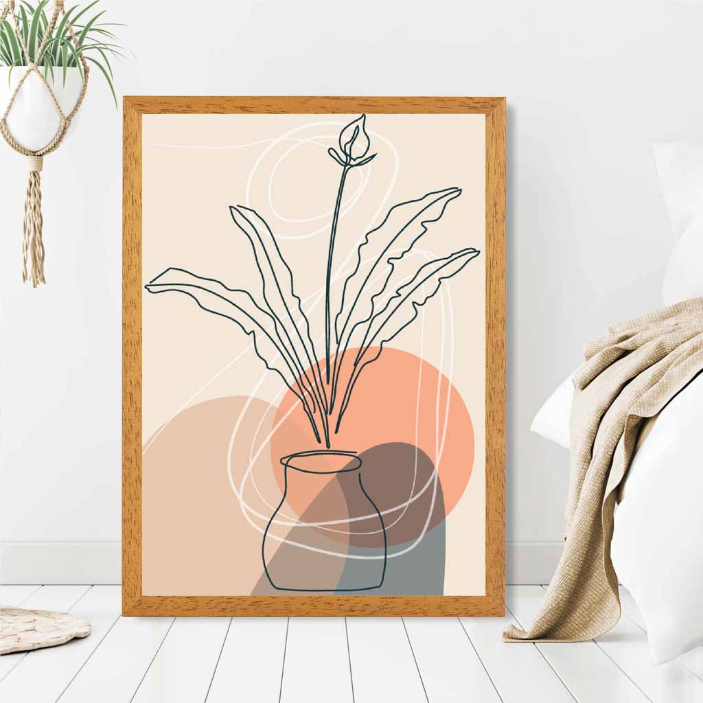 Boho Orange, Beige Plants No 1 Art Print | Wall Art Plaza