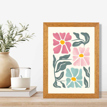 Abstract Painted Pink, Green Flowers No 3 Art Print | Wall Art Plaza