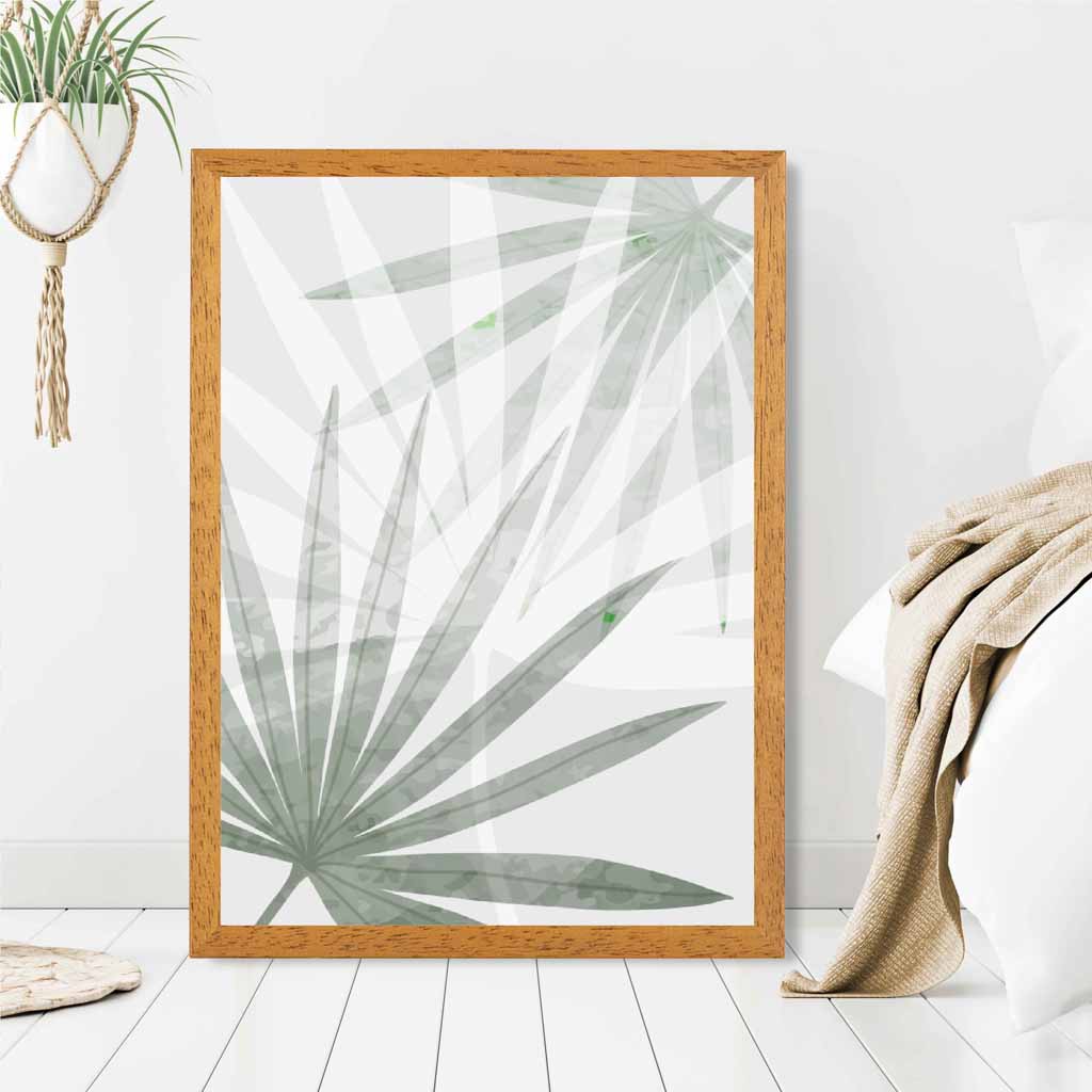 Abstract Painted Green Tropical Leaves No 1 Art Print | Wall Art Plaza