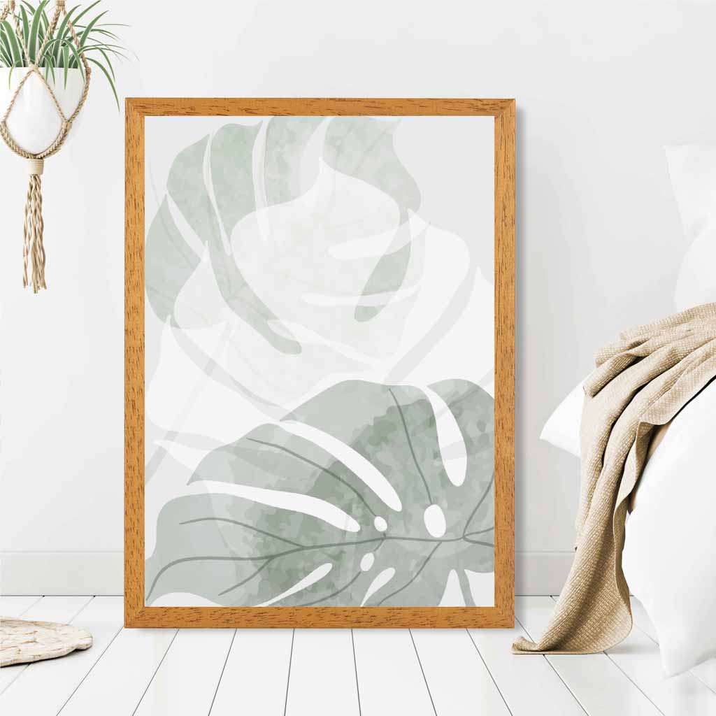 Abstract Painted Green Tropical Leaves No 2 Art Print | Wall Art Plaza