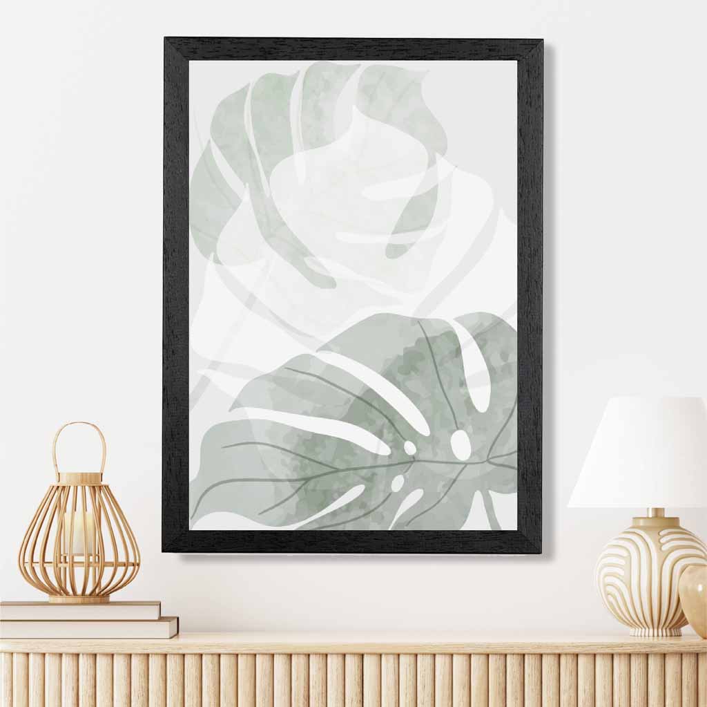 Abstract Painted Green Tropical Leaves No 2 Art Print | Wall Art Plaza