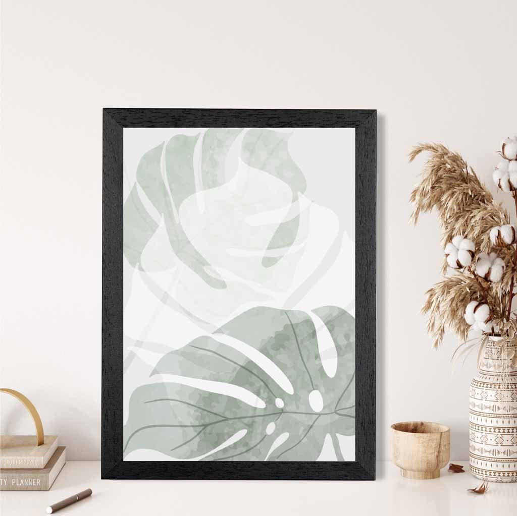 Abstract Painted Green Tropical Leaves No 2 Art Print | Wall Art Plaza