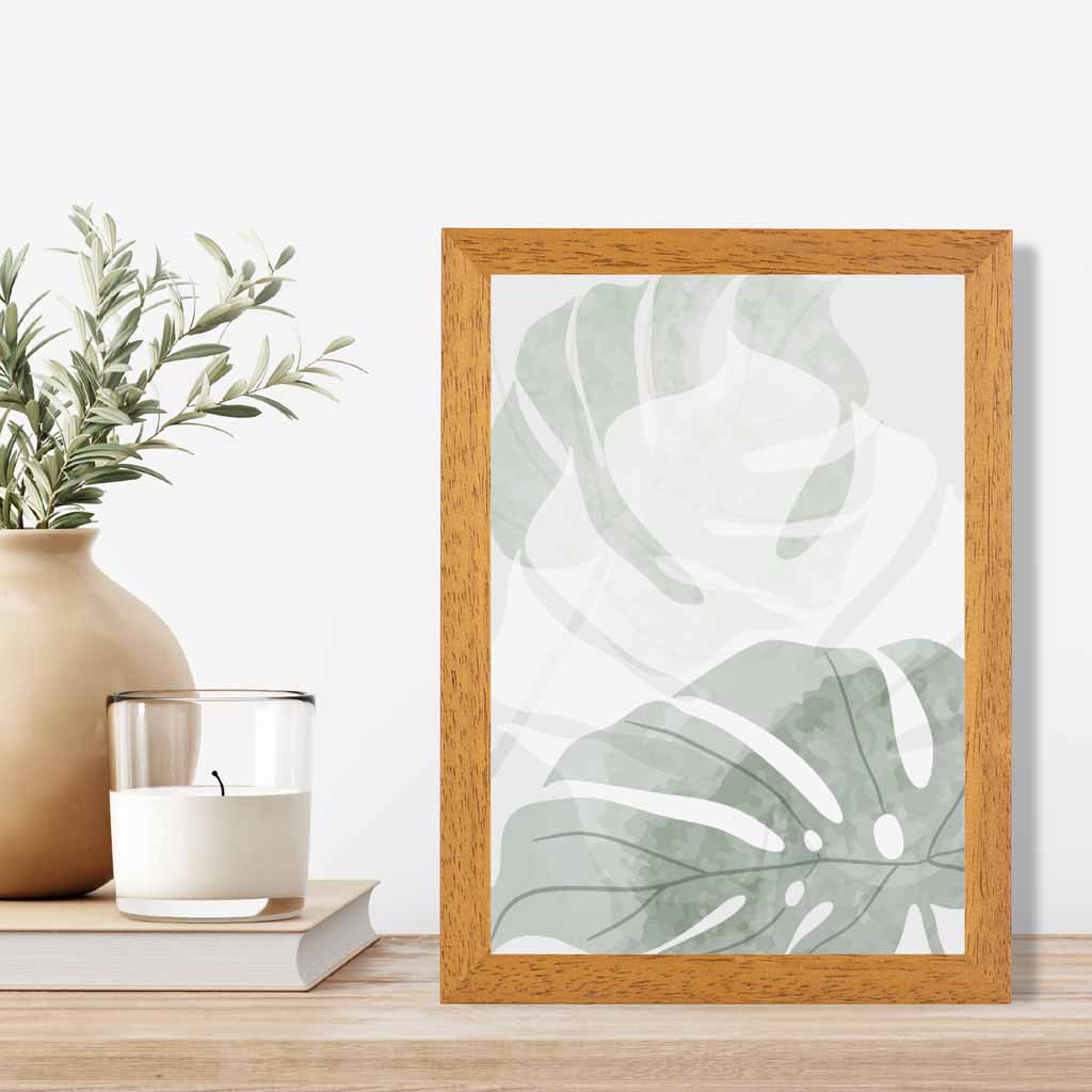 Abstract Painted Green Tropical Leaves No 2 Art Print | Wall Art Plaza