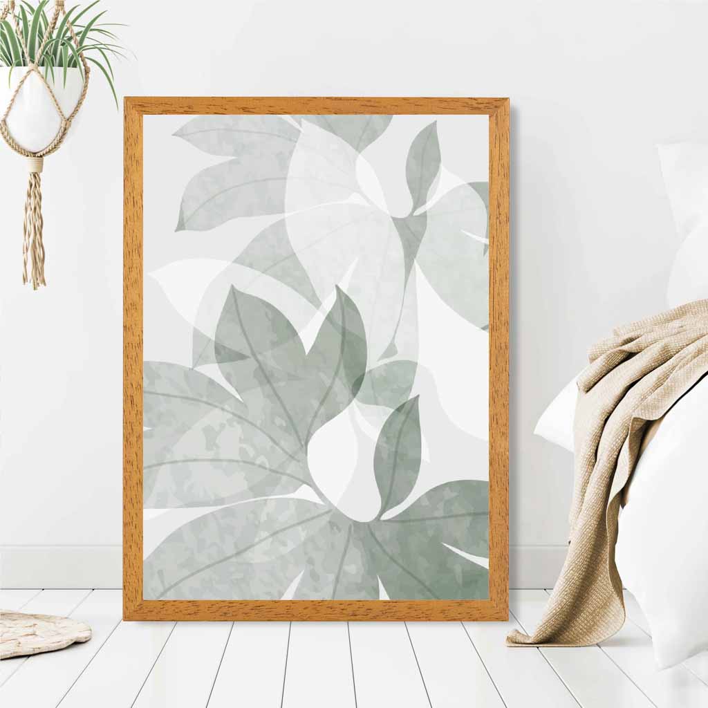 Abstract Painted Green Tropical Leaves No 3 Art Print | Wall Art Plaza