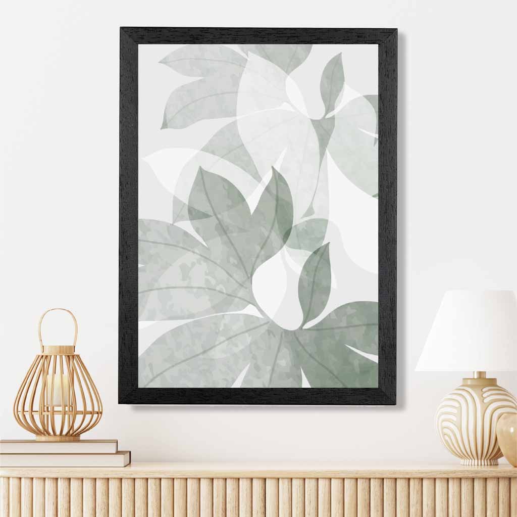 Abstract Painted Green Tropical Leaves No 3 Art Print | Wall Art Plaza