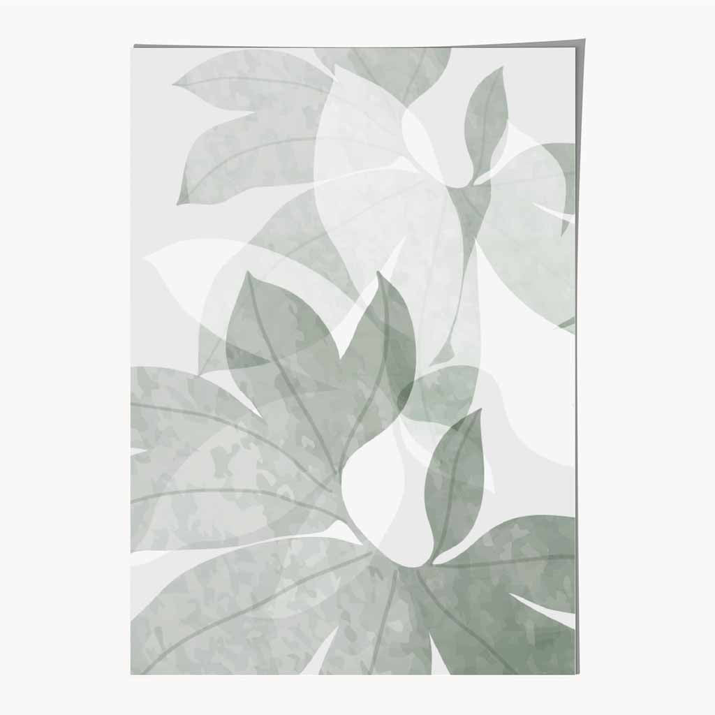 Abstract Painted Green Tropical Leaves No 3 Art Print | Wall Art Plaza