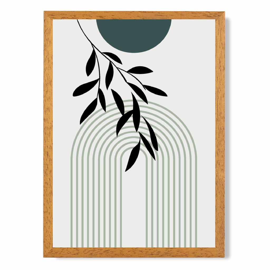 Mid Century Teal, Green Floral Arches No 1 Art Print | Wall Art Plaza