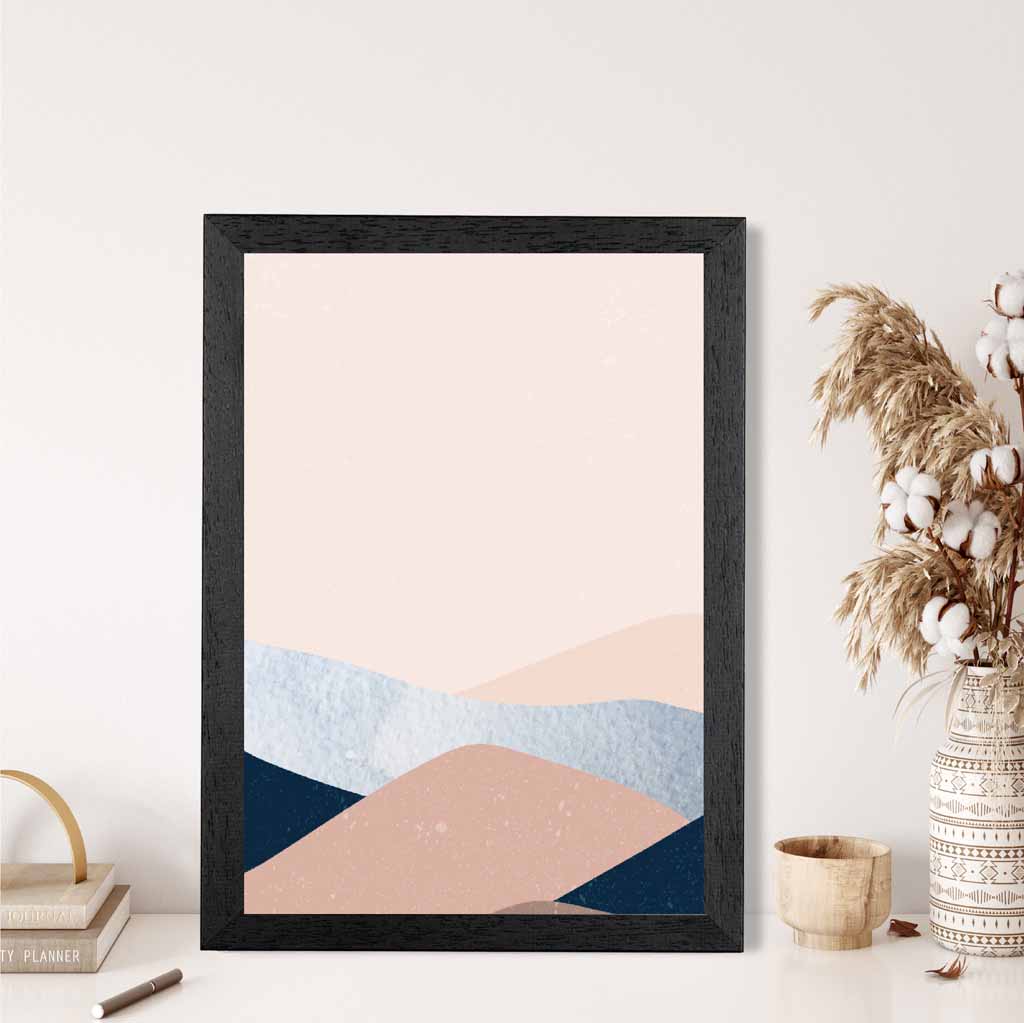 Abstract Painted Blush Pink, Blue Mountains Art Print | Wall Art Plaza