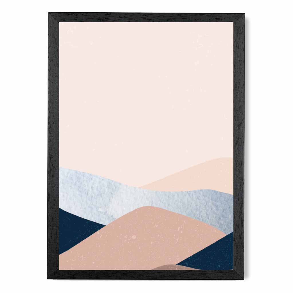 Abstract Painted Blush Pink, Blue Mountains Art Print | Wall Art Plaza