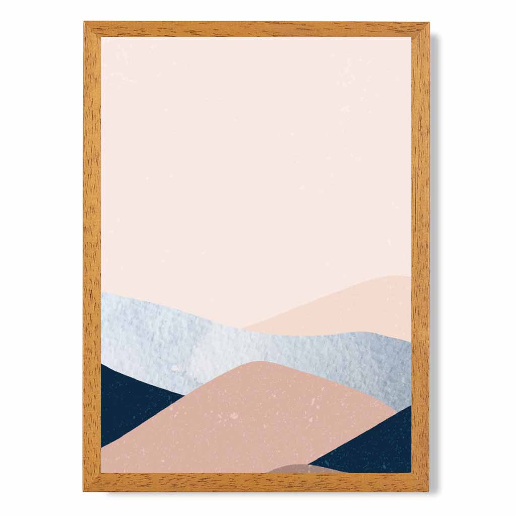 Abstract Painted Blush Pink, Blue Mountains Art Print | Wall Art Plaza