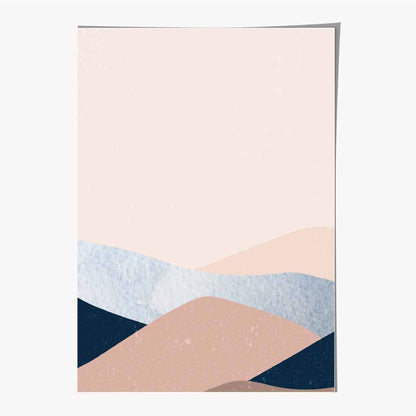 Abstract Painted Blush Pink, Blue Mountains Art Print | Wall Art Plaza