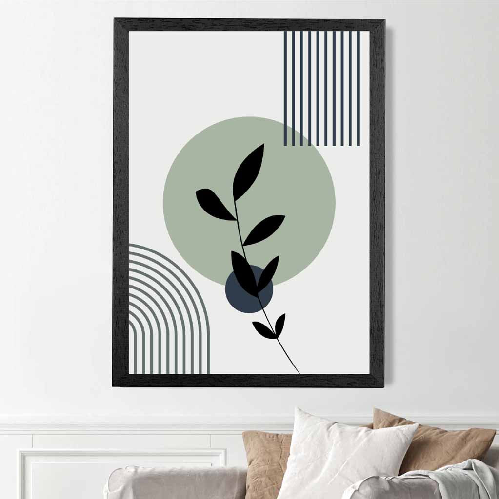 Geometric Green, Blue Floral Arches No 2 Art Print | Wall Art Plaza