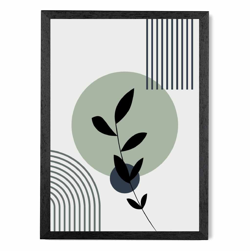 Geometric Green, Blue Floral Arches No 2 Art Print | Wall Art Plaza